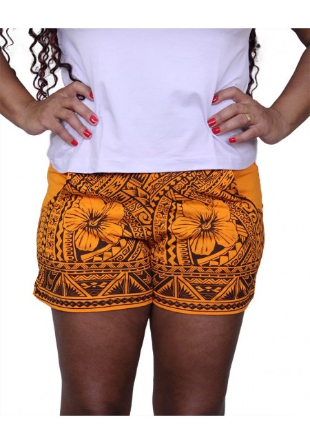SHORT VISCOLYCRA COM BOLSO  LARANJA